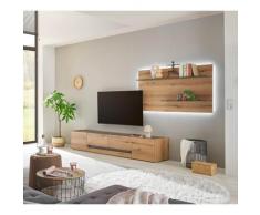 Wohnwand Eiche 300 cm 2-teilig Nr 15 mit Beleuchtung Boston