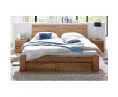 Bett »Verona« mit Bettkasten Wildeiche 160x200 cm Kopfteil Lederoptik Schwarz Mit Bettkasten/Lattenrost