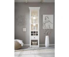 Regal 58x207 cm mit Flascheneinteilung + 1x Schubkasten weiß Pinie WALES + BELEUCHTUNG