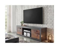 Lowboard 153x51 cm 2-türig + 2 Gerätefächer used-look QUEENS