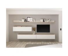 Wohnwand 340 cm Eiche Weiss 5-teilig Nr 12 BOSTON