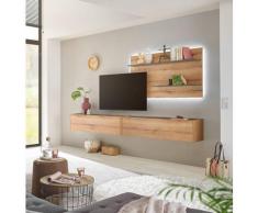 Wohnwand Eiche 300 cm 3-teilig Nr 11 mit Beleuchtung Boston