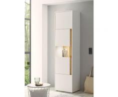 Vitrine weiss mit Eiche 3-türig 50x197 cm BOSTON + Beleuchtung