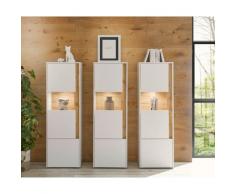 Wohnwand 190 cm Eiche Weiss 3-teilig Nr 17 BOSTON + Beleuchtung