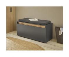 Garderobenbank mit Sitzkissen 100 cm anthrazit + Eiche grifflos Boston