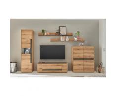 Wohnwand Eiche 330 cm 5-teilig Nr 20 mit Beleuchtung Boston