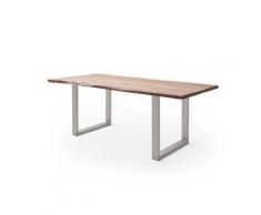 Esstisch 180x100 Akazie natur Edelstahl Gestell U Platte 30mm Calvera