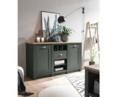Sideboard 2-türig + 1x Schubkasten 145x83 cm Grün + Eiche CASTLE