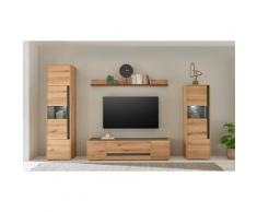 Wohnwand Eiche 310 cm 4-teilig Nr 19 mit Beleuchtung Boston
