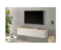 Hängeschrank 150x35 cm Eiche Weiss mit 1x Klappe BOSTON