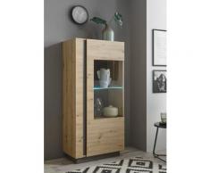 Vitrine 1-türig 72 cm mit Beleuchtung Eiche Graphit CORATO