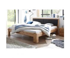 Bett »Verona« Wildeiche Ohne Bettkasten/Lattenrost 200x200 cm Kopfteil Lederoptik Schwarz