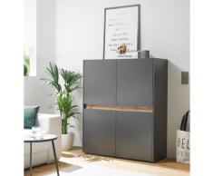 Highboard 100x120 cm Eiche Anthrazit 4-türig BOSTON