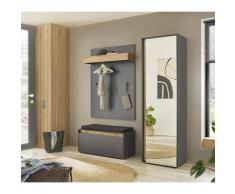 Garderoben-Set 3-teilig mit Spiegel anthrazit + Eiche Nr. 2 Boston