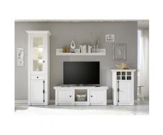 Wohnwand 298 cm 4-teilig weiß Pinie WALES Nr. 4 + BELEUCHTUNG