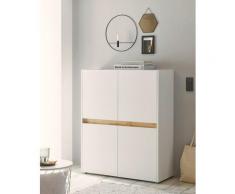 Highboard 100x120 cm Eiche Weiss 4-türig BOSTON