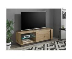 Lowboard 138 cm mit 1x Klappe und Beleuchtung Eiche Graphit CORATO