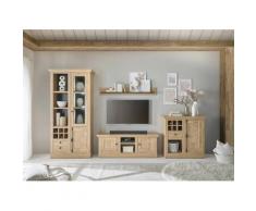 TV-Wohnwand 4-teilig 382 cm Eiche gebürstet Optik Cardiff