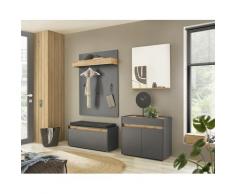 Garderoben-Set 4-teilig mit Kommode und Spiegel anthrazit + Eiche Nr. 5 Boston