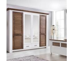 Kleiderschrank weiß 235 cm 4-türig Pinie braun Laguna