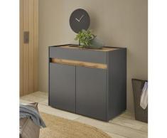 Flurkommode 2-türig 80 cm anthrazit + Eiche grifflos Boston