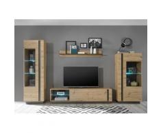 Wohnwand 340 cm 4-teilig mit Beleuchtung Eiche Graphit Nr. 2 CORATO