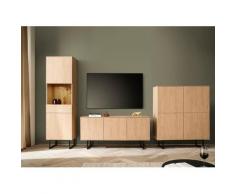 Wohnwand Eiche hell 3-teilig 353 cm Set-6 Como