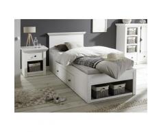 Funktionsbett 90x200 cm weiß Pinie mit Bettschublade WALES