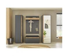 Garderoben-Set 4-teilig mit Schrank und Spiegel anthrazit + Eiche Nr. 6 Boston