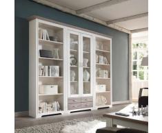 Regalwand mit Vitrine Massivholz weiß 262 cm CORDOBA