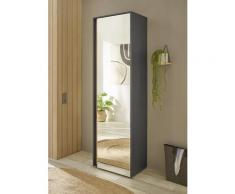 Garderobenschrank mit Spiegel anthrazit + Eiche grifflos 50 cm Boston