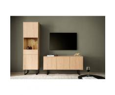Wohnwand Eiche hell 2-teilig 223 cm Set-4 Como