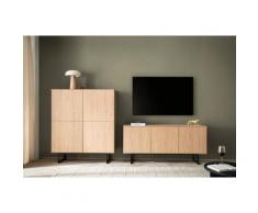 Wohnwand Eiche hell 2-teilig 280 cm Set-3 Como