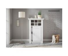 Kommode 63x100 cm 1-türig mit Flascheneinteilung weiß Pinie WALES