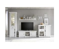 Wohnwand 340 cm 4-teilig weiß Pinie WALES Nr. 3 + BELEUCHTUNG