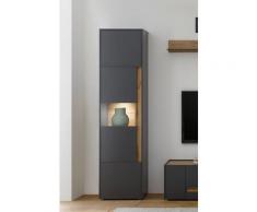 Vitrine 50x197 cm Eiche Anthrazit 3-türig BOSTON + Beleuchtung