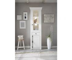 Vitrine 63x207 cm 2-türig + 1x Schubkasten weiß Pinie WALES + BELEUCHTUNG