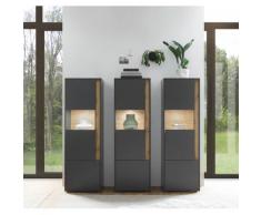 Wohnwand 190 cm Eiche Anthrazit 3-teilig Nr 17 BOSTON + Beleuchtung