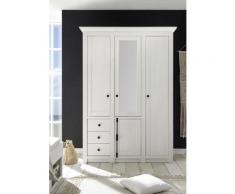 Kleiderschrank 4-türig 147x206 cm mit 3x Schubkästen weiß Pinie WALES