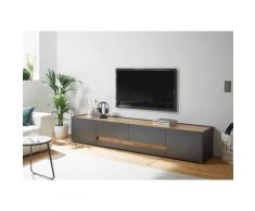 Lowboard 220x40 cm Eiche Anthrazit 2-türig + 2x Schubkästen BOSTON