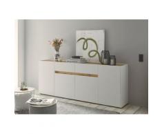 Sideboard 220x87 cm Eiche Weiss 4-türig + 2 Schubkästen BOSTON