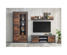 Wohnwand 260 cm 3-teilig used-look QUEENS + Beleuchtung Nr. 3