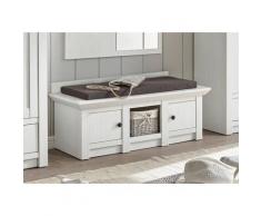 Garderobenbank 124x45 cm Höhe 42 cm 2-türig weiß Pinie mit Sitzkissen WALES