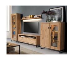 Wohnwand 4-teilig 304 cm Eiche bianco teilmassiv Serra