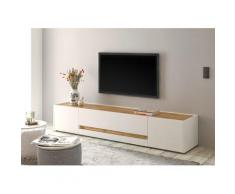 Lowboard 220x40 cm Eiche Weiss 2-türig + 2x Schubkästen BOSTON