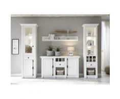 Wohnwand 293 cm 4-teilig weiß Pinie WALES Nr. 2 + BELEUCHTUNG