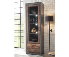 Vitrine 65x201 cm 2-türig used-look QUEENS + Beleuchtung