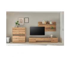 Wohnwand Eiche 340 cm 3-teilig Nr 16 mit Beleuchtung Boston