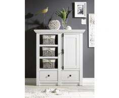 Kommode 1-türig 105x115 cm + 2x Schubkästen weiß Pinie WALES