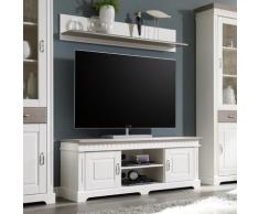 TV-Lowboard mit Wandregal weiß Massivholz 144 cm CORDOBA